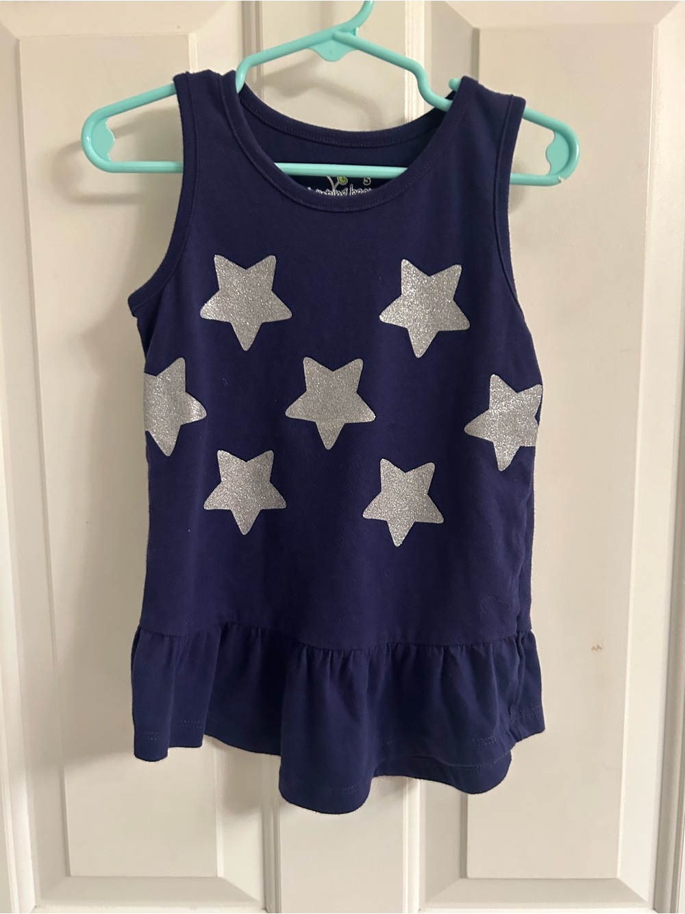 jumping beans Navy Tank Top with Silver Glitter Stars